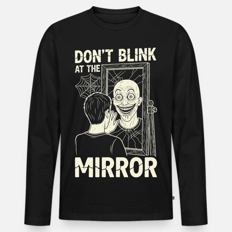 Horror Motiv Spiegelbild - Männer Premium Bio Langarmshirt - Schwarz