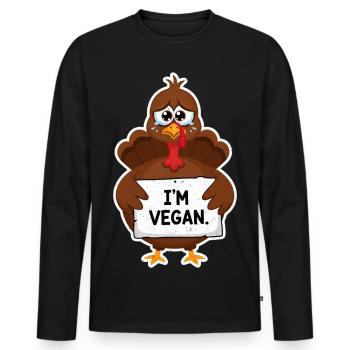 Vegan Turkey Thanksgiving - Men's Premium Organic Long Sleeve Shirt - black - Front - Nico (187cm)