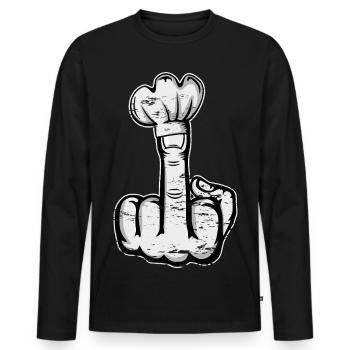 Mittelfinger Stinkefinger Kochmütze Design - Männer Premium Bio Langarmshirt - Schwarz - Vorne - Nico (187cm)