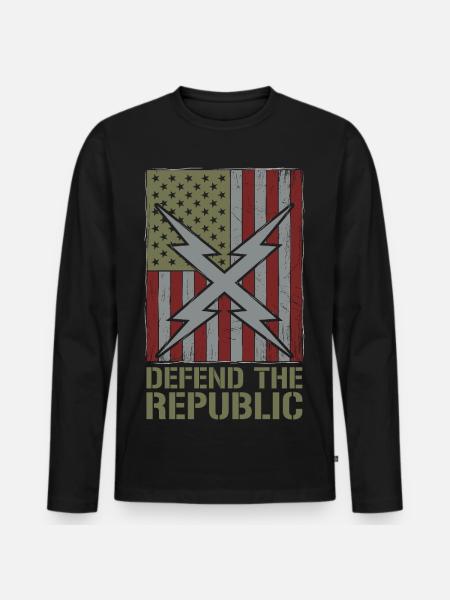 Defend The Republic USA Flag - Men's Premium Organic Long Sleeve Shirt - black