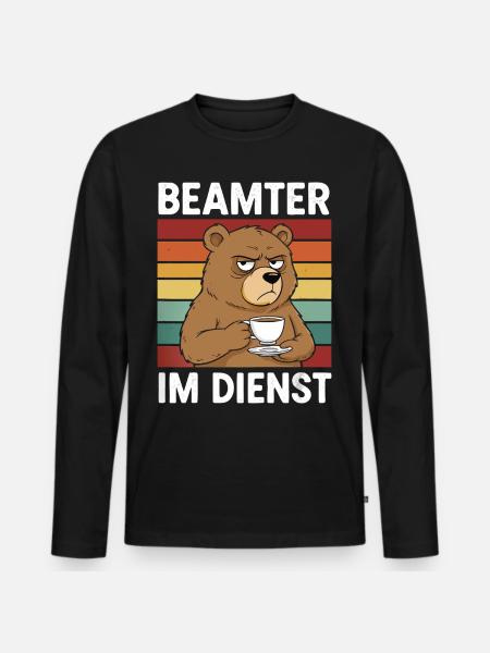 Beamter Kaffee Bär Beamtentum Beamte - Männer Premium Bio Langarmshirt - Schwarz