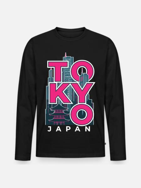 Tokyo Japan Skyline Retro - Men's Premium Organic Long Sleeve Shirt - black