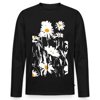 DAISIES - Men's Premium Organic Long Sleeve Shirt - black - Front - Nico (187cm)