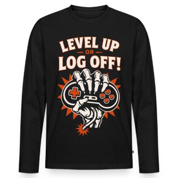Monter de niveau ou se déconnecter Gaming Skeleton - T-shirt manches longues Premium bio Homme - noir - Devant - Nico (187cm)