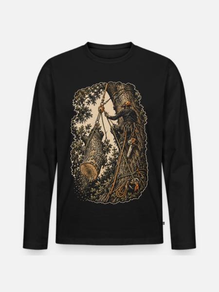 Baumpfleger Baumpflege - Männer Premium Bio Langarmshirt - Schwarz