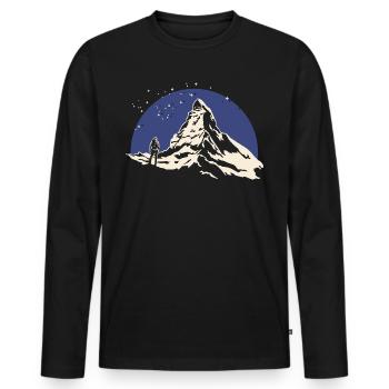 Matterhorn Hiking Hike Souvenir Zermatt - Men's Premium Organic Long Sleeve Shirt - black - Front - Nico (187cm)