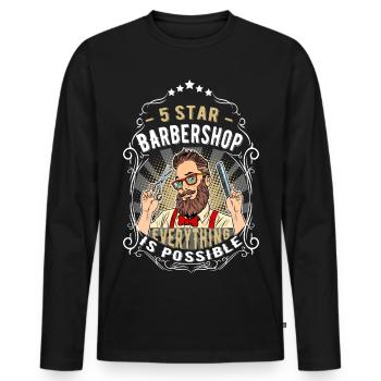Barbershop hairdresser - Men's Premium Organic Long Sleeve Shirt - black - Front - Nico (187cm)