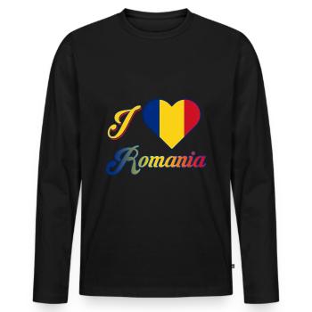 Romania - Men's Premium Organic Long Sleeve Shirt - black - Front - Nico (187cm)