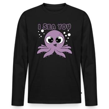 Squid Octobus Octobus cute animal mother mom - Men's Premium Organic Long Sleeve Shirt - black - Front - Nico (187cm)