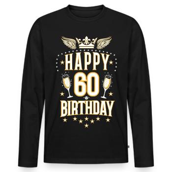 06 Happy 60 Birthday Crown Wings - Männer Premium Bio Langarmshirt - Schwarz - Vorne - Nico (187cm)