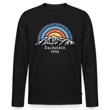 Hoher Dachstein 2995 Schladming Ramsau Filzmoos - Männer Premium Bio Langarmshirt - Schwarz - Vorne - Nico (187cm)