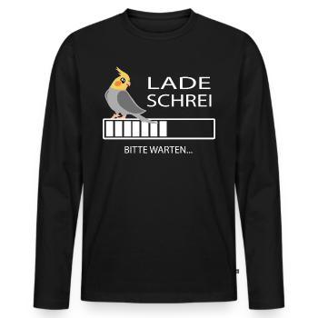 Vogel Motiv - Lade Schrei -Nymphensittich - Männer Premium Bio Langarmshirt - Schwarz - Vorne - Nico (187cm)