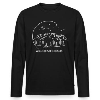 Wilder Kaiser Kaiserkrone Kitzbühel Berg Wandern - Männer Premium Bio Langarmshirt - Schwarz - Vorne - Nico (187cm)