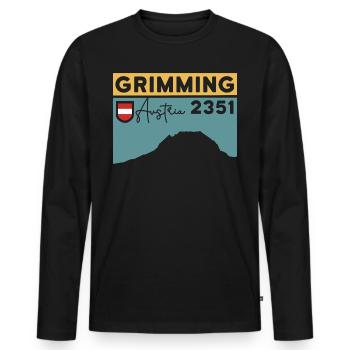 Hoher Grimming Finisher Höhe Wanderung Dachstein - Männer Premium Bio Langarmshirt - Schwarz - Vorne - Nico (187cm)