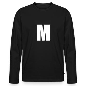 Buchstabe M - Männer Premium Bio Langarmshirt - Schwarz - Vorne - Nico (187cm)