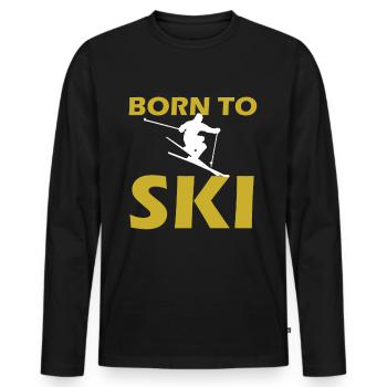 Born to Ski - Cadeau né pour skier - T-shirt manches longues Premium bio Homme - noir - Devant - Nico (187cm)