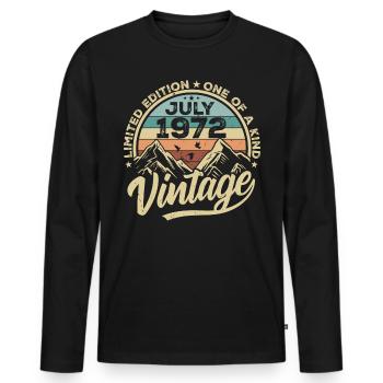 Born in July 1972 Born in July 1972 Born in July 1972 - Men's Premium Organic Long Sleeve Shirt - black - Front - Nico (187cm)