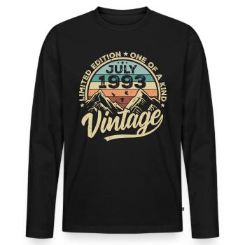 Born in July 1993 Born in July 1993 Born in July 1993 - Men's Premium Organic Long Sleeve Shirt - black - Front - Nico (187cm)