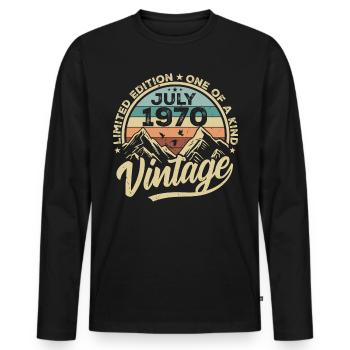 Born in July 1970 Born in July 1970 Born in July 1970 - Men's Premium Organic Long Sleeve Shirt - black - Front - Nico (187cm)