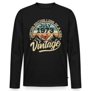 Born in July 1973 Born in July 1973 Born in July 1973 - Men's Premium Organic Long Sleeve Shirt - black - Front - Nico (187cm)