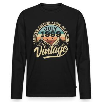 Born in July 1999 Born in July 1999 Born in July 1999 - Men's Premium Organic Long Sleeve Shirt - black - Front - Nico (187cm)