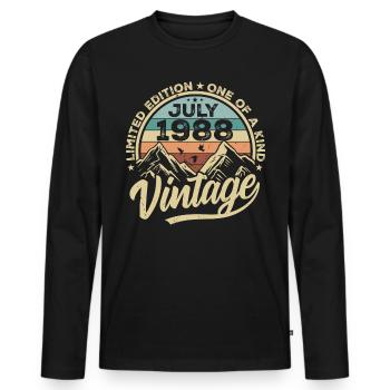 Born in July 1988 Born in July 1988 Born in July 1988 - Men's Premium Organic Long Sleeve Shirt - black - Front - Nico (187cm)