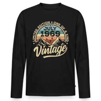 Born in July 1969 Born in July 1969 Born in July 1969 - Men's Premium Organic Long Sleeve Shirt - black - Front - Nico (187cm)