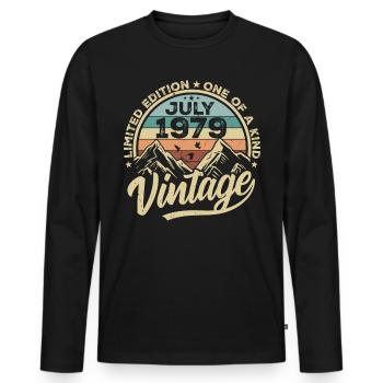 Born in July 1979 Born in July 1979 Born in July 1979 - Men's Premium Organic Long Sleeve Shirt - black - Front - Nico (187cm)