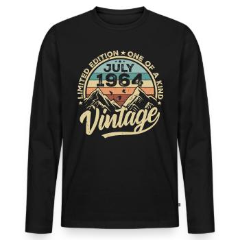 Born in July 1964 Born in July 1964 Born in July 1964 - Men's Premium Organic Long Sleeve Shirt - black - Front - Nico (187cm)
