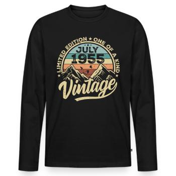 Born in July 1955 Born in July 1955 Born in July 1955 - Men's Premium Organic Long Sleeve Shirt - black - Front - Nico (187cm)