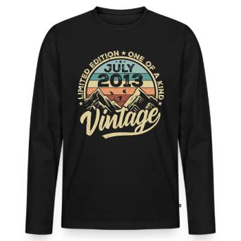 Born in July 2013 Born in July 2013 Born in July 2013 - Men's Premium Organic Long Sleeve Shirt - black - Front - Nico (187cm)