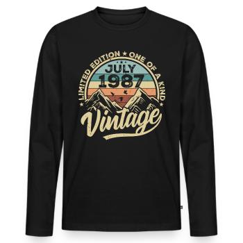 Born in July 1987 Born in July 1987 Born in July 1987 - Men's Premium Organic Long Sleeve Shirt - black - Front - Nico (187cm)