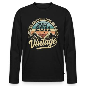Born in July 2011 Born in July 2011 Born in July 2011 - Men's Premium Organic Long Sleeve Shirt - black - Front - Nico (187cm)
