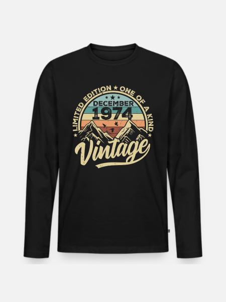 Original December 1974 - 51st Birthday Gift - Men's Premium Organic Long Sleeve Shirt - black