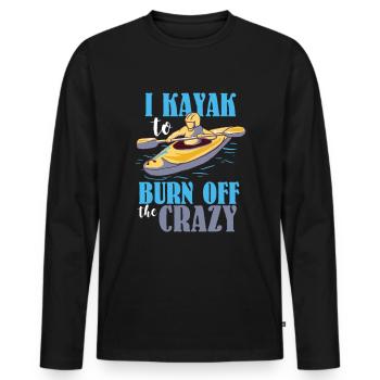 Je kayak pour brûler les fous - T-shirt manches longues Premium bio Homme - noir - Devant - Nico (187cm)