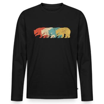 Vintage Baer - Männer Premium Bio Langarmshirt - Schwarz - Vorne - Nico (187cm)