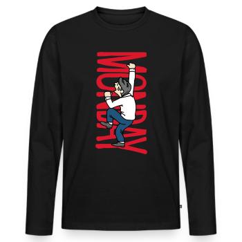 Assemblée Lundi Début des travaux - T-shirt manches longues Premium bio Homme - noir - Devant - Nico (187cm)