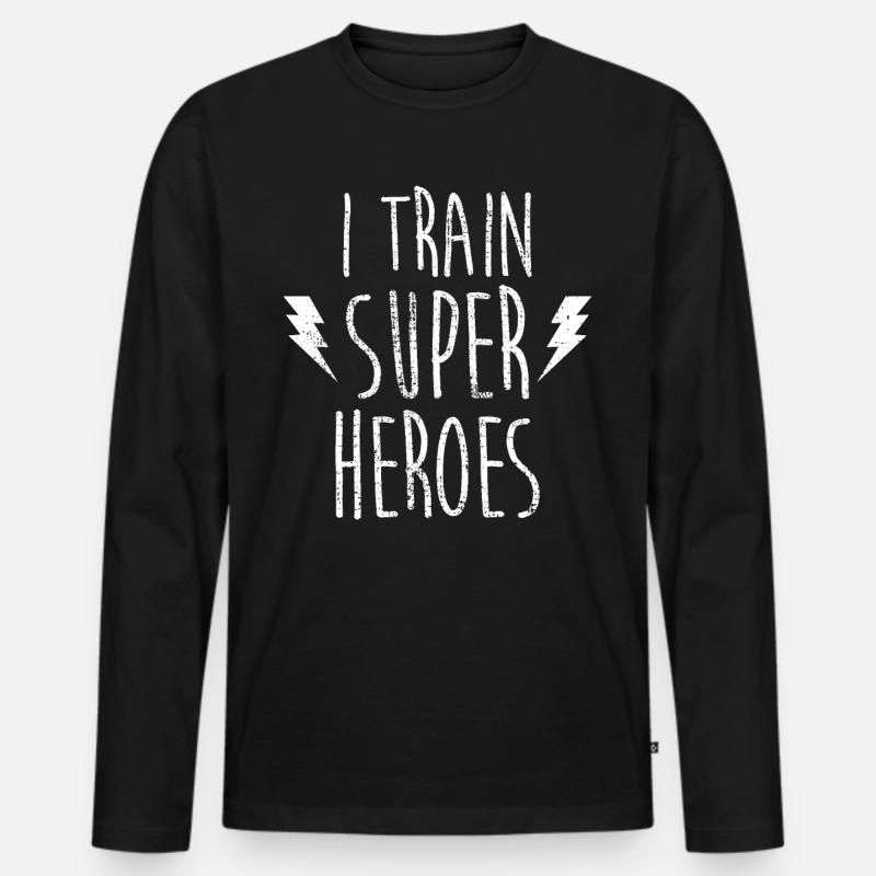 Trainer - Männer Premium Bio Langarmshirt - Schwarz