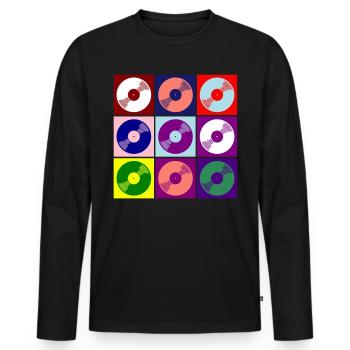 vinyle - T-shirt manches longues Premium bio Homme - noir - Devant - Nico (187cm)