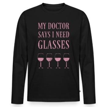 Wine drinker Pfalz - Men's Premium Organic Long Sleeve Shirt - black - Front - Nico (187cm)