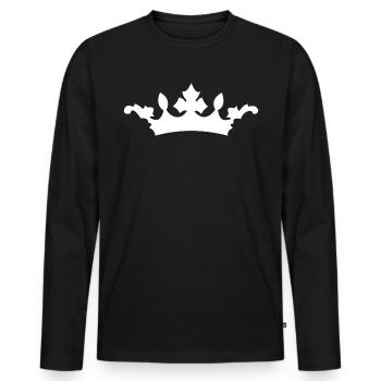 Krone - Männer Premium Bio Langarmshirt - Schwarz - Vorne - Nico (187cm)