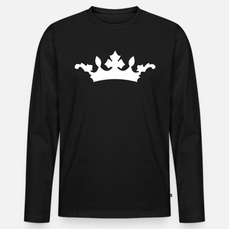 Krone - Männer Premium Bio Langarmshirt - Schwarz
