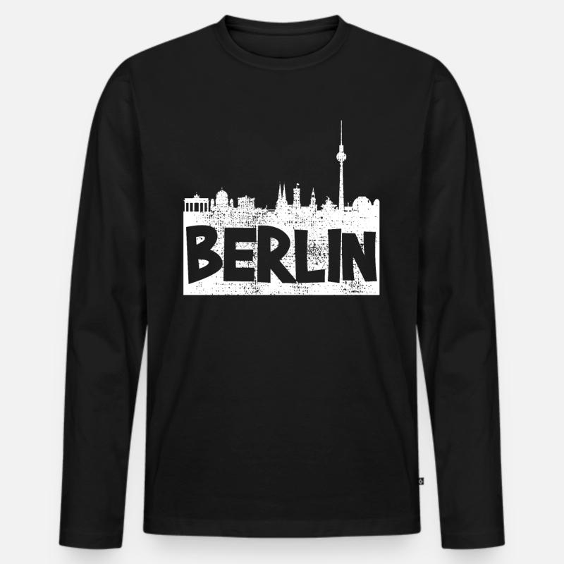 Berlin Berlin Berlin - Männer Premium Bio Langarmshirt - Schwarz