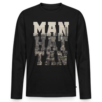 MANHATTAN SHIRT - Men's Premium Organic Long Sleeve Shirt - black - Front - Nico (187cm)