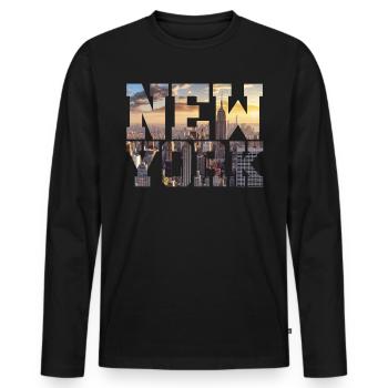 New York New York - Men's Premium Organic Long Sleeve Shirt - black - Front - Nico (187cm)