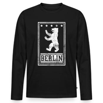 Berlin Baer - Männer Premium Bio Langarmshirt - Schwarz - Vorne - Nico (187cm)