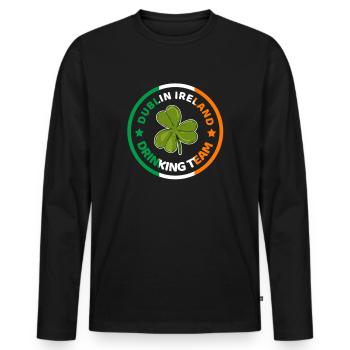 Dublin Ireland shamrock flag - Men's Premium Organic Long Sleeve Shirt - black - Front - Nico (187cm)