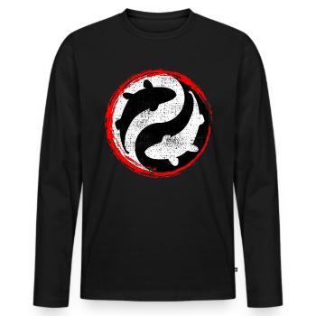 Koi Ying Yang - Men's Premium Organic Long Sleeve Shirt - black - Front - Nico (187cm)
