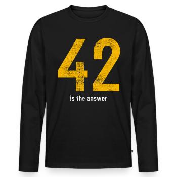 42 ist die Antwort - Männer Premium Bio Langarmshirt - Schwarz - Vorne - Nico (187cm)