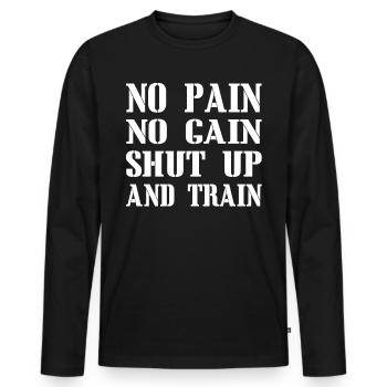 No pain no gain - Men's Premium Organic Long Sleeve Shirt - black - Front - Nico (187cm)